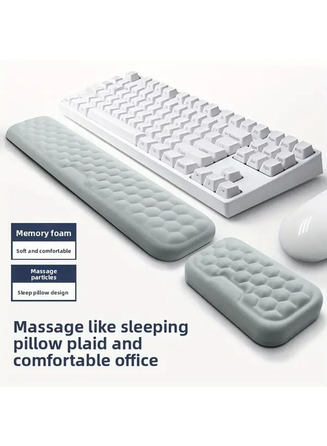 White Ergonomic Keyboard Mouse Wrist Rest 2pcs Breathable Silicone Memory Foam Desk Pad - Image 3